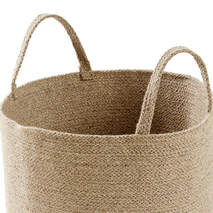 Large Woven Cotton Laundry Basket with Handles Durable Rope Storage Bin for Clothes Toys Household Items Versatile Organizer in Black Grey Natural