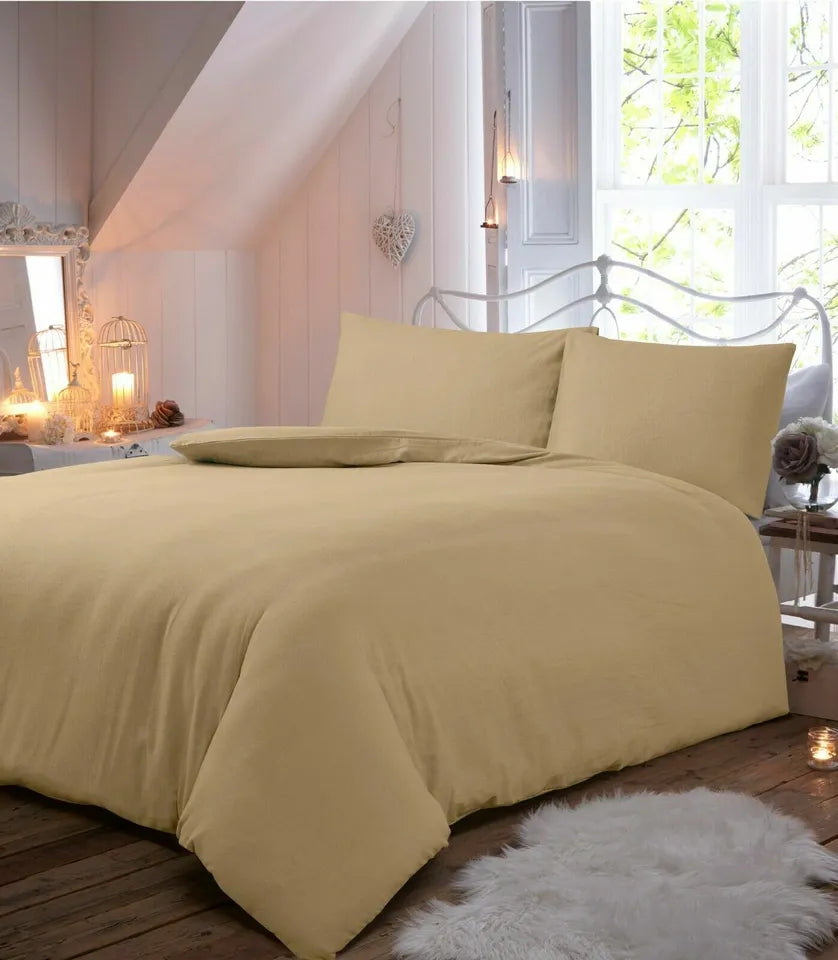 Flannelette 100% Brushed Cotton Duvet Quilt Cover Set All Sizes