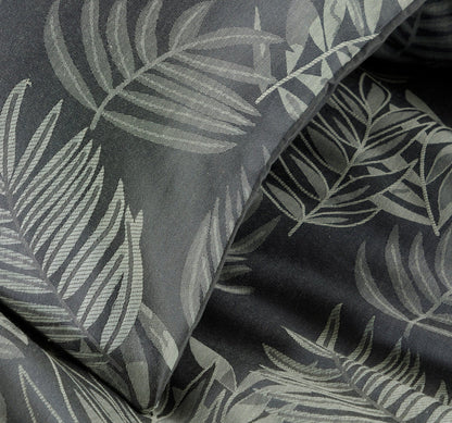 Leaf Jacquard Reversible Duvet Cover Sets in Grey and Pink with Cotton Blend