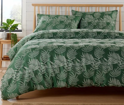 Leaf Jacquard Reversible Duvet Cover Sets in Grey and Pink with Cotton Blend