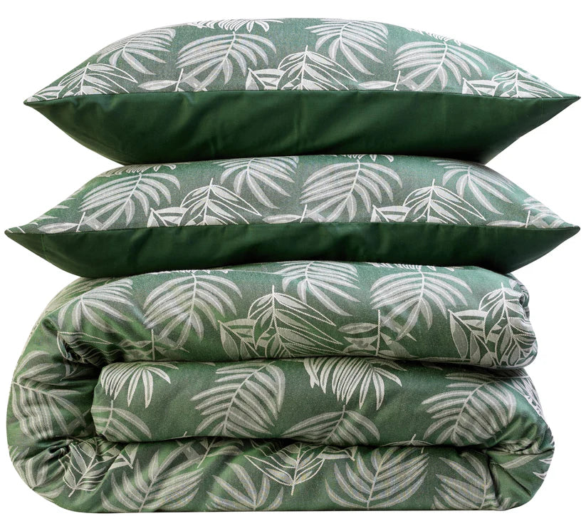 Leaf Jacquard Reversible Duvet Cover Sets in Grey and Pink with Cotton Blend
