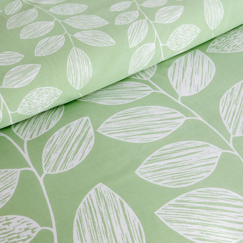 Leaf Print Reversible Cotton Rich Duvet Cover Set