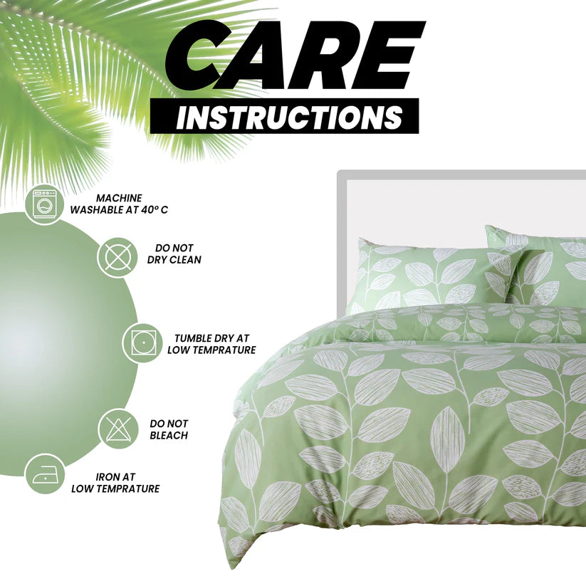 Leaf Print Reversible Cotton Rich Duvet Cover Set