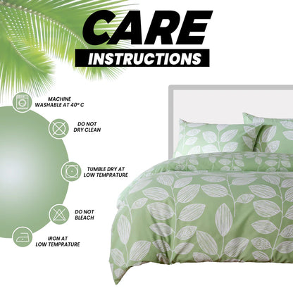 Leaf Print Reversible Cotton Rich Duvet Cover Set