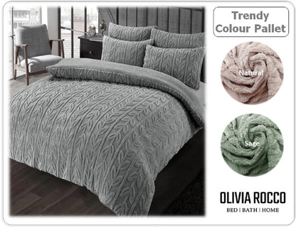 Leaf Print Teddy Fleece Duvet Set
