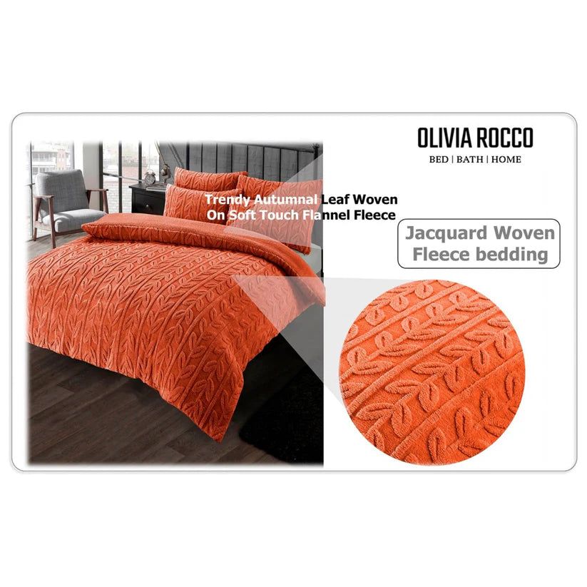 Leaf Print Teddy Fleece Duvet Set