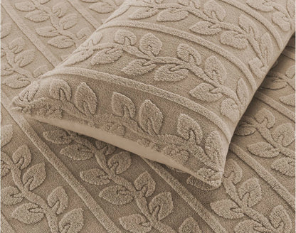 Teddy Fleece Leaf Duvet Set Grey, Beige, Green