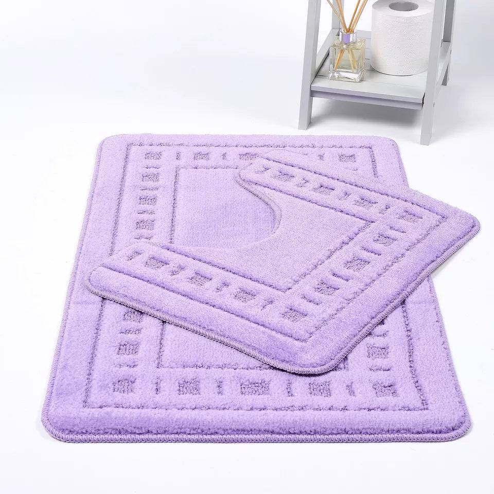 Diem 2 Piece Bath Mat & Pedestal Set Non Slip 8 Colours