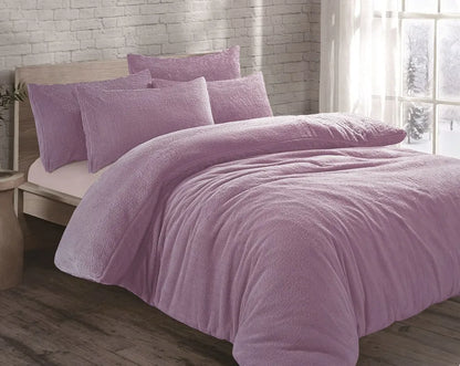 Teddy Fleece Duvet Cover Quilt Bedding Set with Pillow Case Warm & Cosy