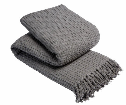 Lisbon Pure Indian Cotton Handwoven Honeycomb Throw Blanket Luxurious Soft and Elegant Design for Sofa Bed or Living Room Available in 10 Colours and Sizes