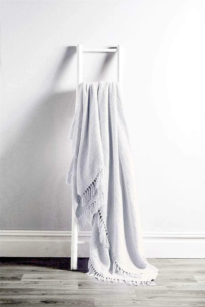 Lisbon Pure Indian Cotton Handwoven Honeycomb Throw Blanket Luxurious Soft and Elegant Design for Sofa Bed or Living Room Available in 10 Colours and Sizes
