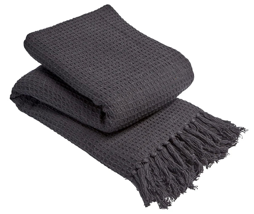 Lisbon Pure Indian Cotton Handwoven Honeycomb Throw Blanket Luxurious Soft and Elegant Design for Sofa Bed or Living Room Available in 10 Colours and Sizes