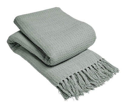 Lisbon Pure Indian Cotton Handwoven Honeycomb Throw Blanket Luxurious Soft and Elegant Design for Sofa Bed or Living Room Available in 10 Colours and Sizes