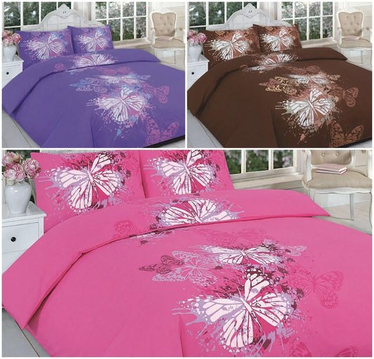 Butterfly Printed Duvet Cover Set 3 Colours