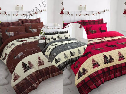 Luxury Thermal Flannelette Stag Duvet Set 100% Cotton Quilt Bedding All Sizes