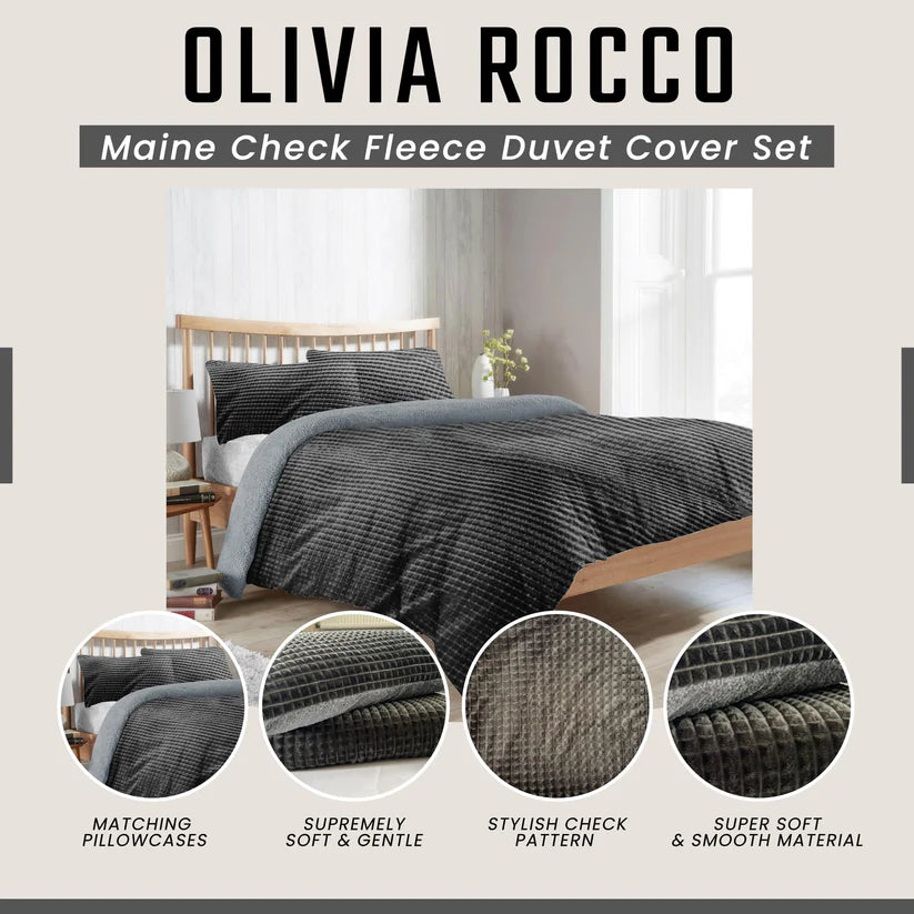Maine Check Super Soft Fluffy Fleece Duvet Cover Set with Pillowcases