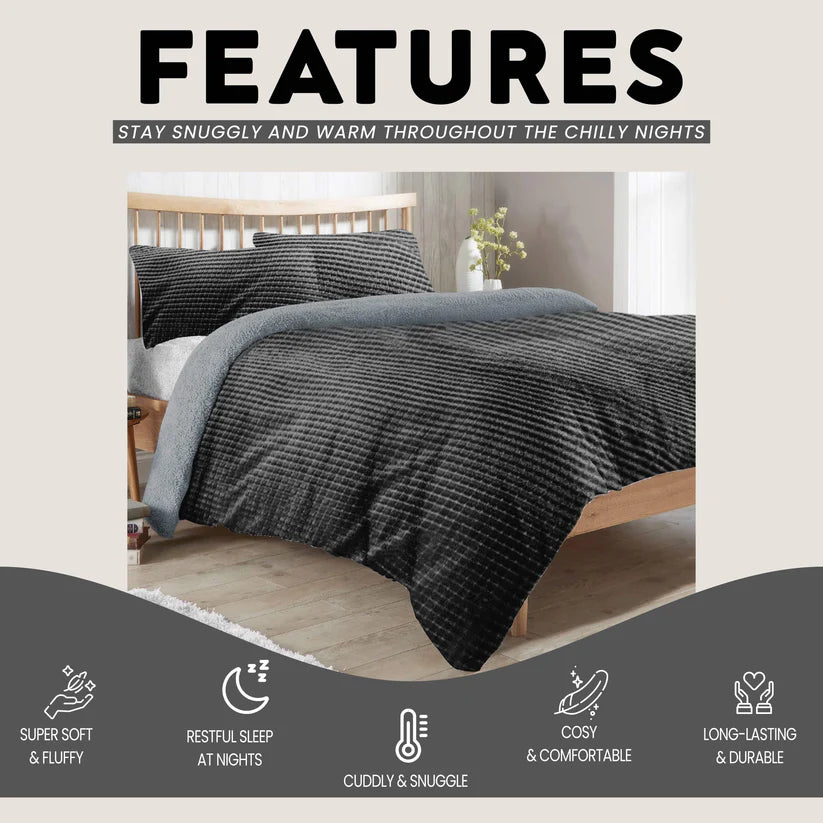 Maine Check Super Soft Fluffy Fleece Duvet Cover Set with Pillowcases