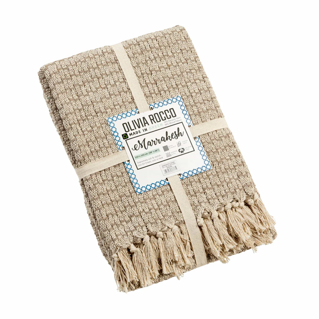 Marrakesh Eco-Friendly Super Soft Cotton Throws Lightweight Sustainable Recycled Cotton