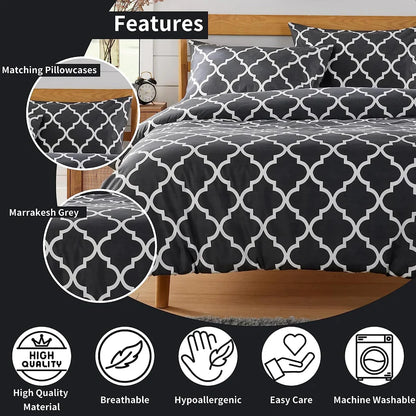 Marrakesh Grey Printed Duvet Cover Set