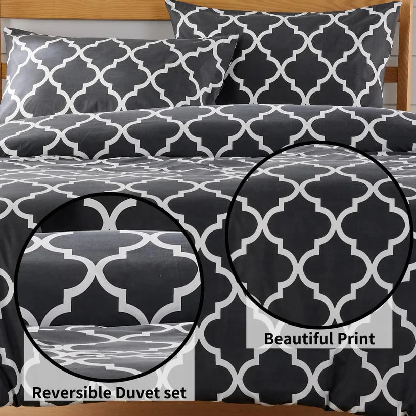 Marrakesh Grey Printed Duvet Cover Set