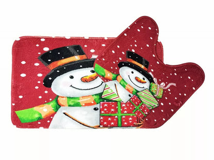 Bath Mat Set Memory Foam Anti Slip Christmas Festive Decor Gonks Santa Snowman