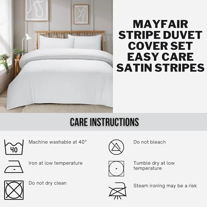 Mayfair Stripe Elegant Reversible Satin Duvet Cover Set