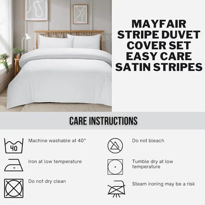Mayfair Stripe Elegant Reversible Satin Duvet Cover Set
