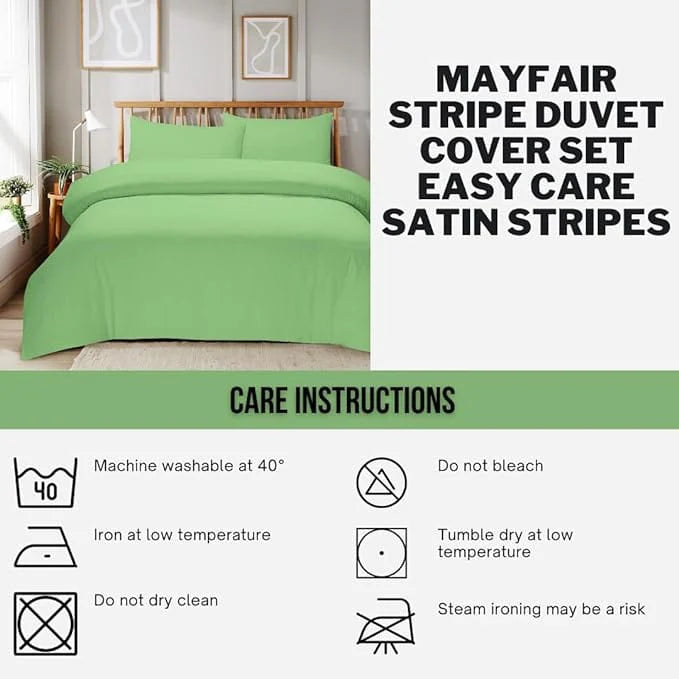 Mayfair Stripe Elegant Reversible Satin Duvet Cover Set
