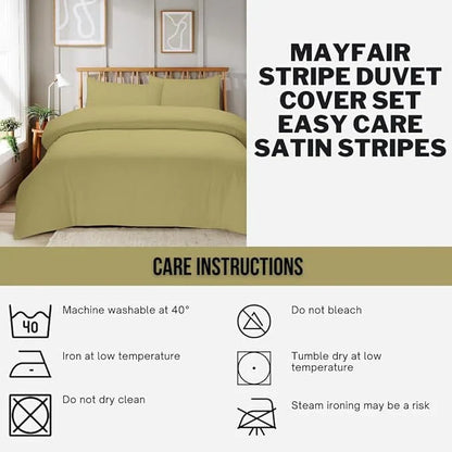 Mayfair Stripe Elegant Reversible Satin Duvet Cover Set