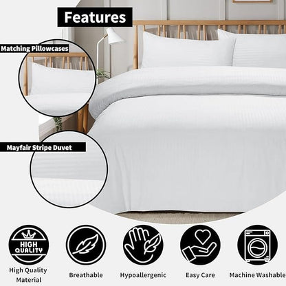 Mayfair Stripe Elegant Reversible Satin Duvet Cover Set