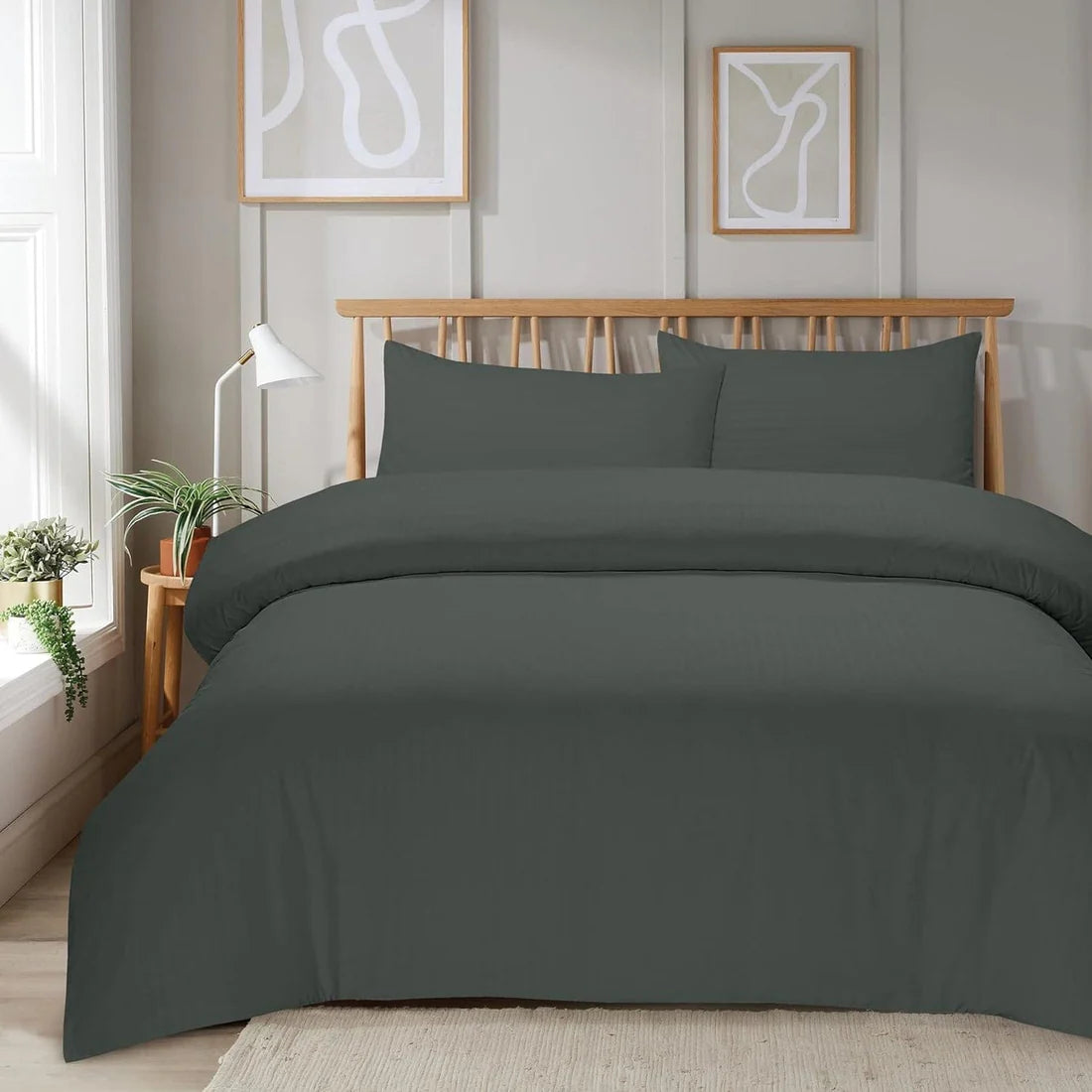 Mayfair Stripe Elegant Reversible Satin Duvet Cover Set