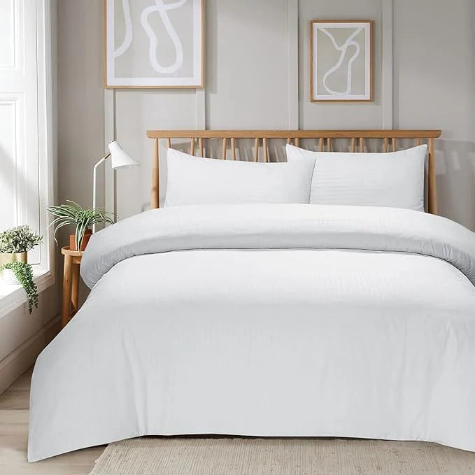 Mayfair Stripe Elegant Reversible Satin Duvet Cover Set