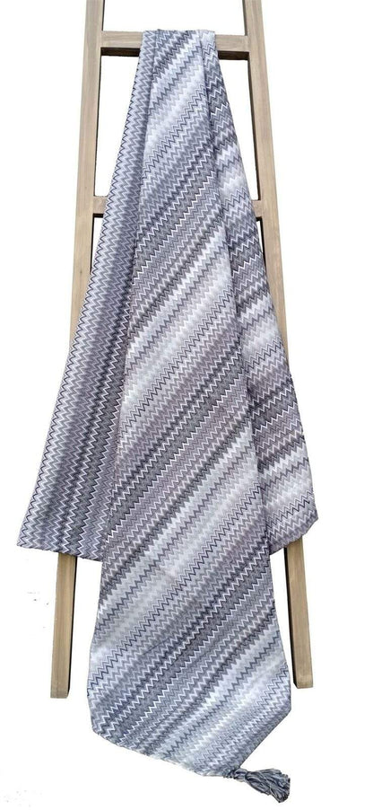 Mia Bohemian Throw Blanket with Tribal Striped Pattern and Tasselled Edges