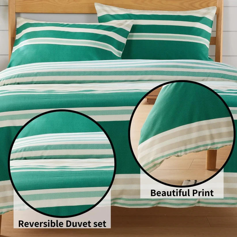 Miami Stripes Reversible Duvet Cover Set Hypoallergenic High-Quality Cotton Blend Bedding