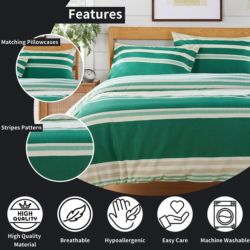Miami Stripes Reversible Duvet Cover Set Hypoallergenic High-Quality Cotton Blend Bedding