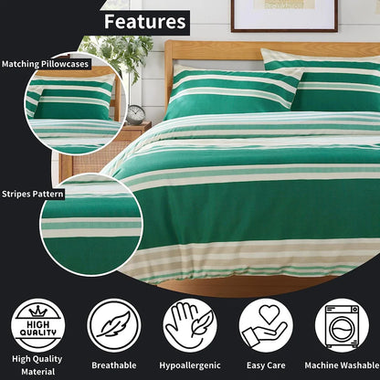 Miami Stripes Reversible Duvet Cover Set Hypoallergenic High-Quality Cotton Blend Bedding