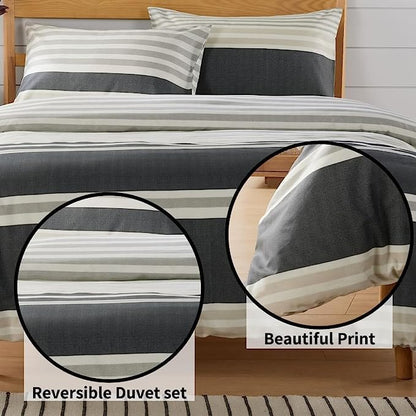 Miami Stripes Reversible Duvet Cover Set Hypoallergenic High-Quality Cotton Blend Bedding
