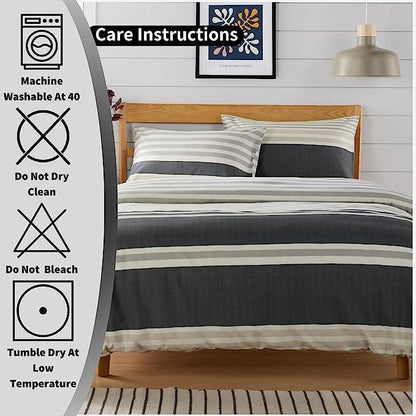 Miami Stripes Reversible Duvet Cover Set Hypoallergenic High-Quality Cotton Blend Bedding
