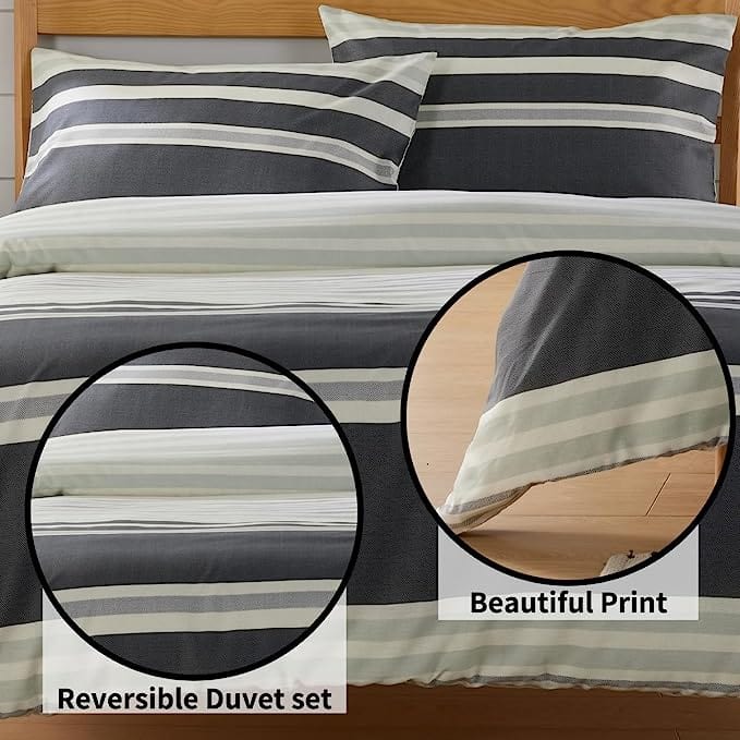 Miami Stripes Reversible Duvet Cover Set Hypoallergenic High-Quality Cotton Blend Bedding