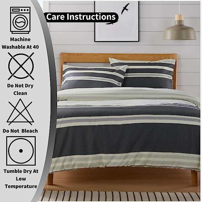 Miami Stripes Reversible Duvet Cover Set Hypoallergenic High-Quality Cotton Blend Bedding
