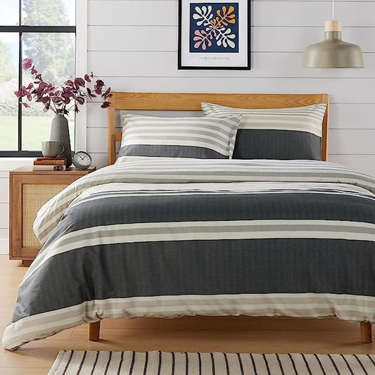 Miami Stripes Reversible Duvet Cover Set Hypoallergenic High-Quality Cotton Blend Bedding