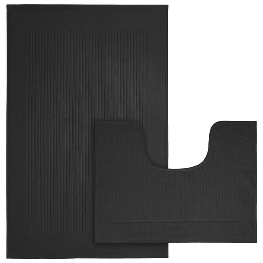 2 Piece Monaco Non Slip Bath Mat and Pedestal Set Water Absorbent Bathroom Rug Set