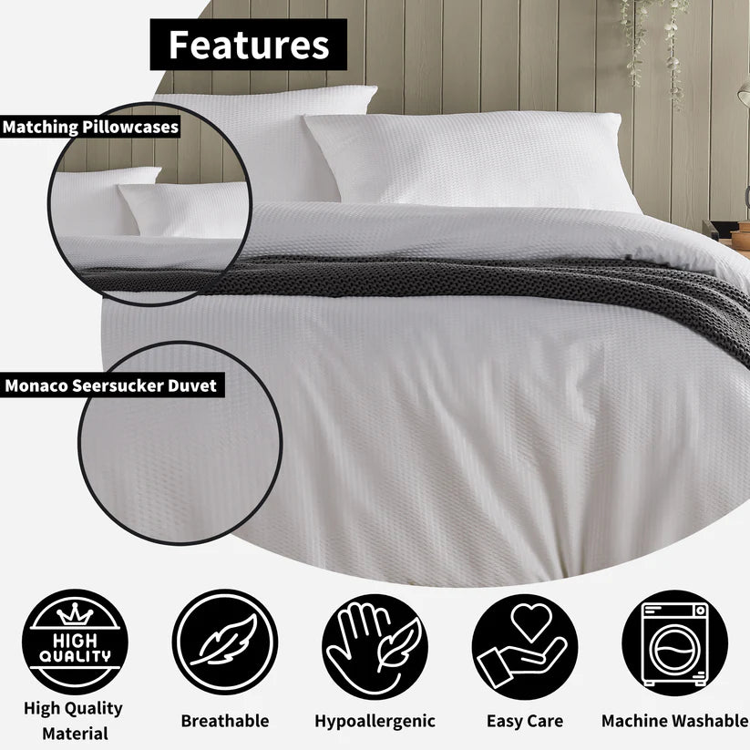 Monaco Seersucker Duvet Cover Set Super Soft