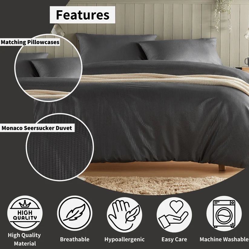 Monaco Seersucker Duvet Cover Set Super Soft