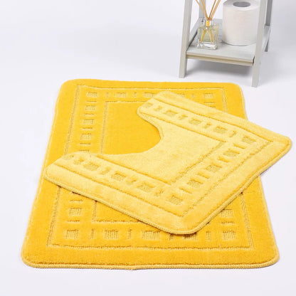 Diem 2 Piece Bath Mat & Pedestal Set Non Slip 8 Colours