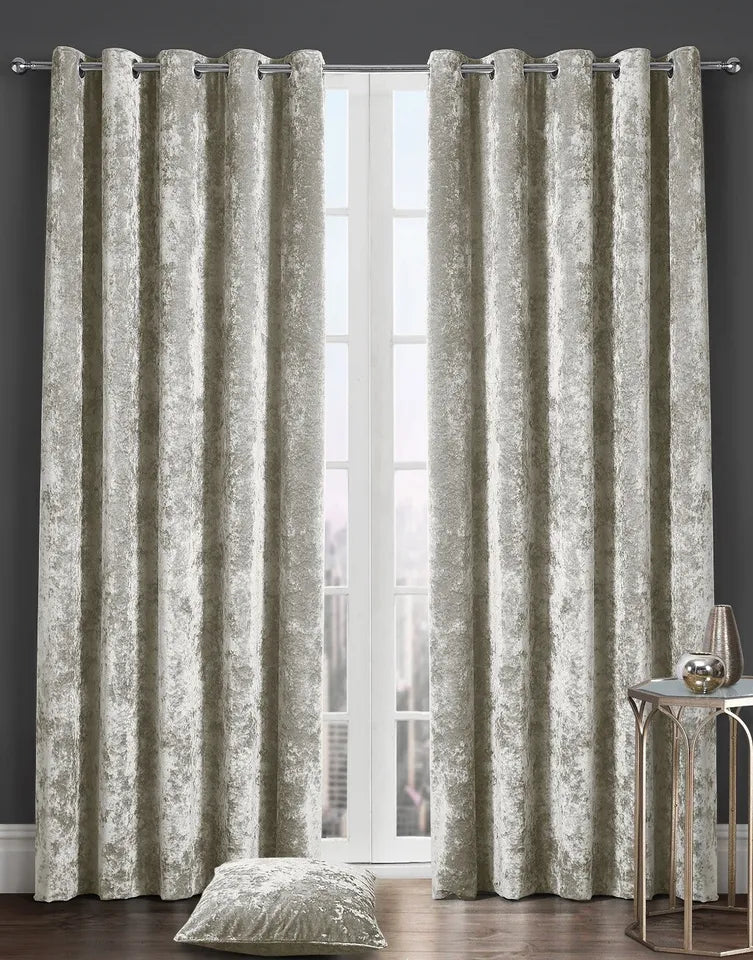 Premium Crushed Velvet Curtains – Fully Lined Pair 4 Colours