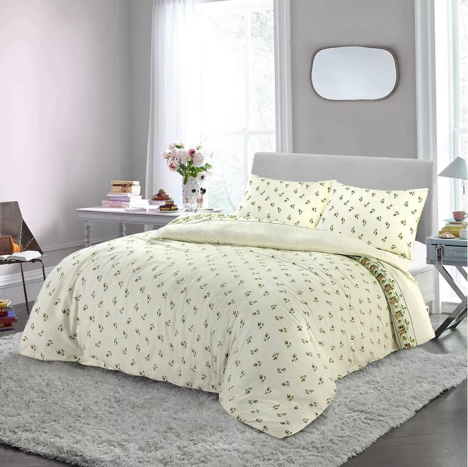 Rosebud Flannelette Soft Cosy Duvet Cover Set 4 Colours