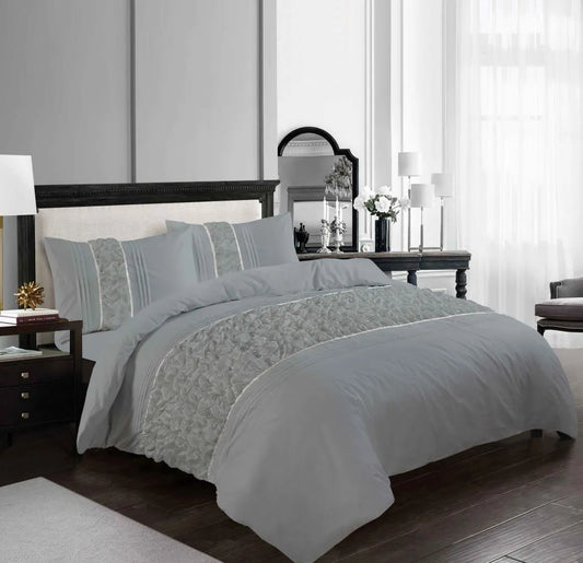New Aurora Duvet Cover Set Ruffled Lace Sequence Easy Care Polycotton Pillowcase