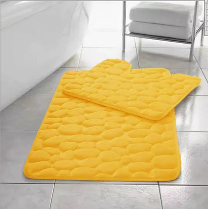 Pebbles Bath Mat Pedestal Set Memory Foam Non-Slip Super Soft (2pcs)