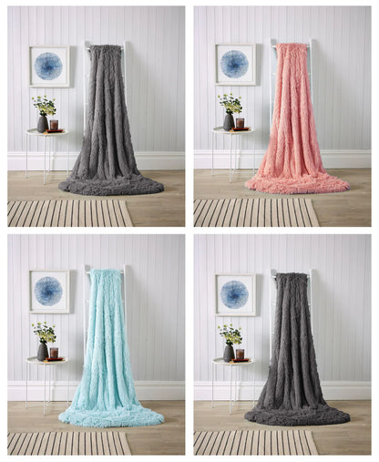 Oversized Chunky Soft Fleece Blanket Fluffy Faux Fur Throw Blanket